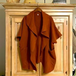 Moth by Anthropologie Rust Poncho Sweater